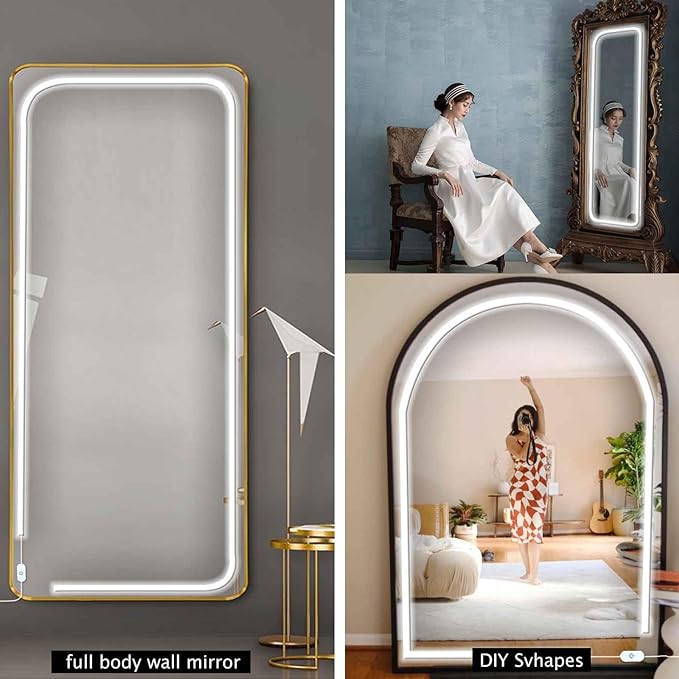 Led Vanity Mirror Lights, 13.2FT 6000k Full Body Mirror Light Strip, Stick on Vanity Lights with AC Adapter Touch Control, Makeup Lighting for Full Body Mirror/Makeup Table/Bathroom