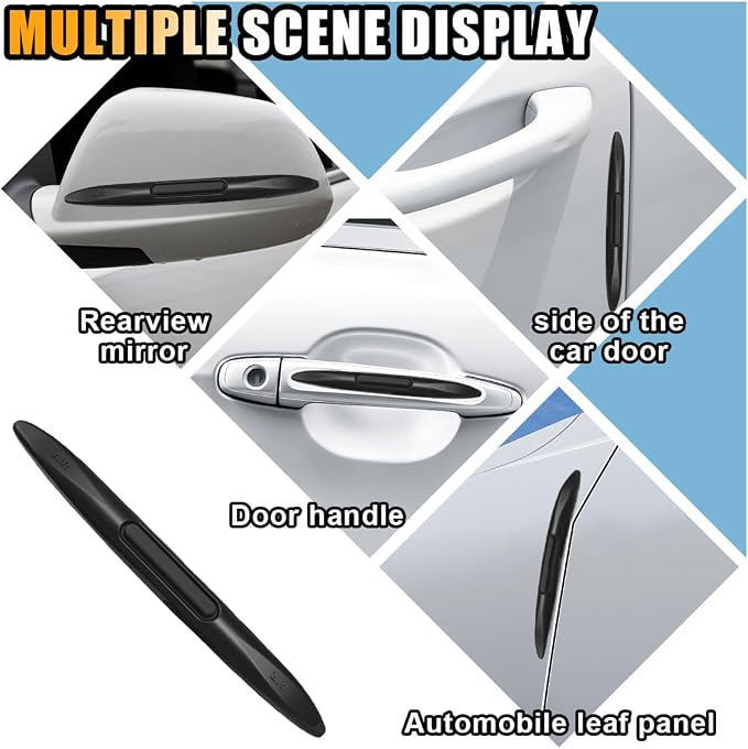 4PCS Car Door Edge Guards Car Side Door Protector, Rearview Anti-Collision Bumper Trim Guard Sticker, Auto Body Self Adhesive Anti-Scratch Strips for SUV Pickup Truck (Black)