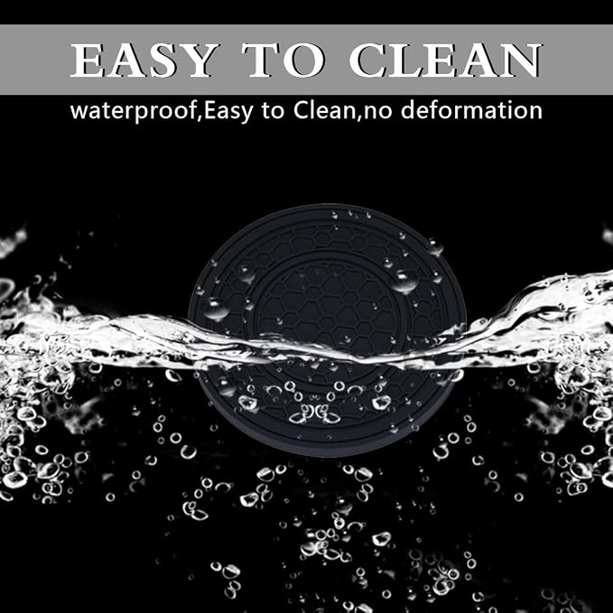 2 Pack Car Coasters for Cup Holder, 2.75 Inch Universal Auto Waterproof Coasters Silicon Insulation Cup Mats,No-Slip Anti Dust Insert Coaster for Woman Man, Suit for Vehicle Interior (2, Black)