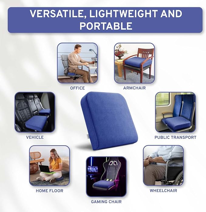 ComfySure Extra Large Wheelchair Seat Cushion - Firm Memory Foam Chair Pad for Wheelchair, Recliner, Office, Car & Bariatric Overweight Users 19”x17”x3”