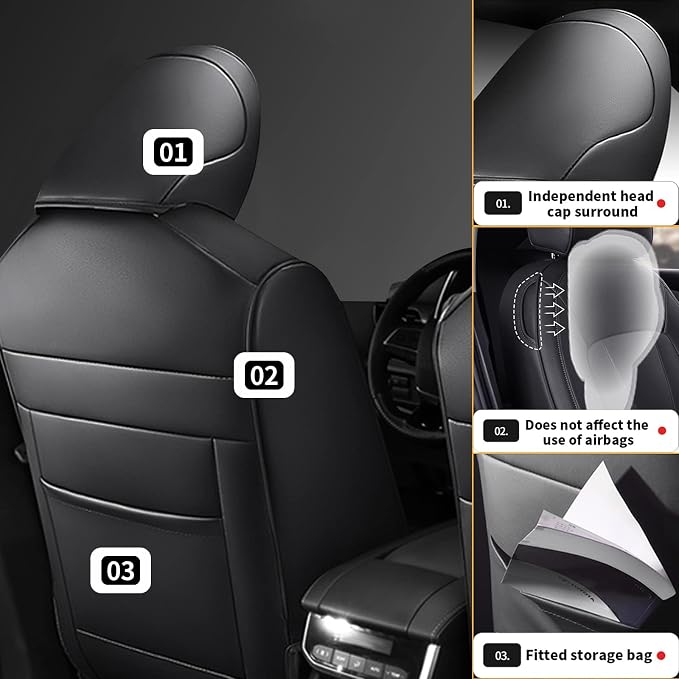 AOMSAZTO Custom Fit Seat Cover for Nissan Rogue Regular 2014-2020 | (Not for Hybrid &Sport) 2014 2015 2016 2017 2018 2019 2020 Full Set Faux Leather Rogue Seat Cover Protector Black