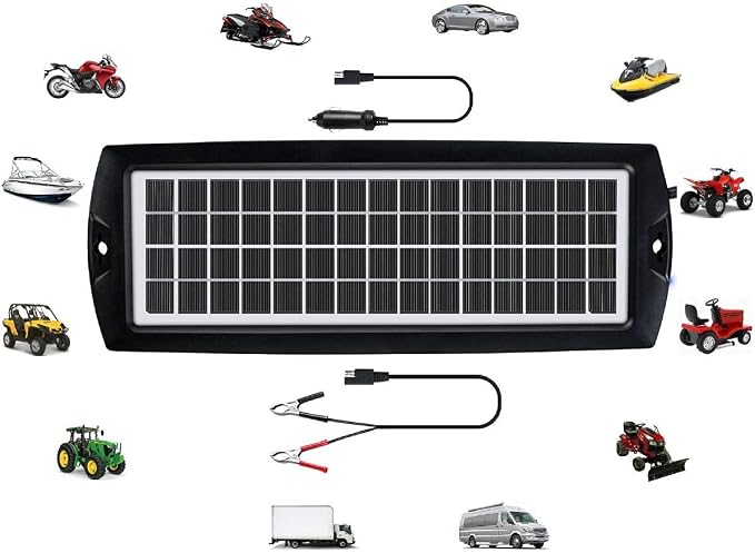 Sunway Solar Solar Car Battery Trickle Charger & Maintainer 5W Solar Panel Power 12V Charger kit Waterproof for Car Automotive RV Marine Boat Truck Motorcycle Trailer Tractor Powersports Snowmobiles