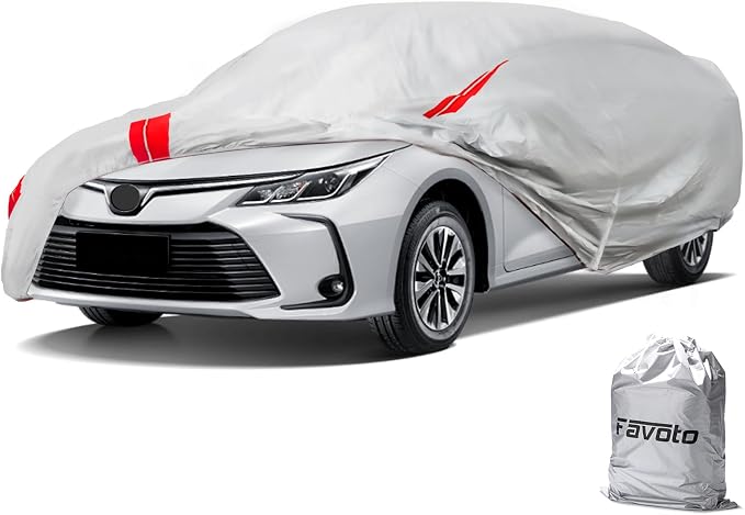 Car Cover Custom Fit for Toyota Corolla 1996-2026, Honda Civic 1991-2026 | Car Cover Waterproof Outdoor Heavy Duty Windproof Car Tarp with Reflective Strips All Weather Snow Sun UV Protection