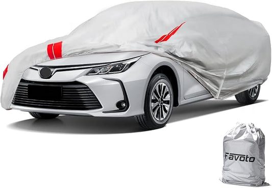 Car Cover Custom Fit for Toyota Corolla 1996-2026, Honda Civic 1991-2026 | Car Cover Waterproof Outdoor Heavy Duty Windproof Car Tarp with Reflective Strips All Weather Snow Sun UV Protection