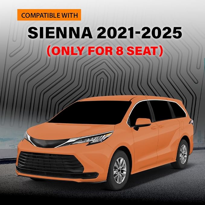 G-PLUS TPE Floor Mats Fit Toyota Sienna 2021-2025 (Only for 8 Seat) | All Weather Protection,Non-Slip,Custom Fit Floor Liner Accessories,TPE Full Coverage,1st & 2nd Row,Black