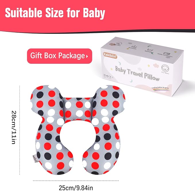 KAKIBLIN Baby Travel Pillow, Upgraded Baby Neck Pillows for Car Seat, Infant Neck Support Pillow for Head and Neck,Newborn Head Support for Car Seat,Pushchair