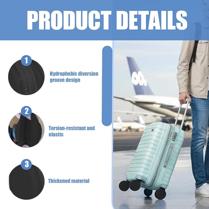 16 Pcs Luggage Wheel Covers, Silicone Full Wrap Suitcase Caster Protector, Noise Reduction Anti Slip Spinner Swivel Tires Replacement Parts For Travel Bags