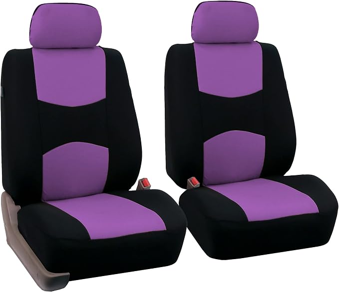FH Group Car Seat Covers Front Set in Cloth -Car Seat Covers for Low Back Car Seats with Removable Headrest,Universal Fit,Automotive SeatCovers,Washable Car SeatCover for SUV,Sedan,Van Purple