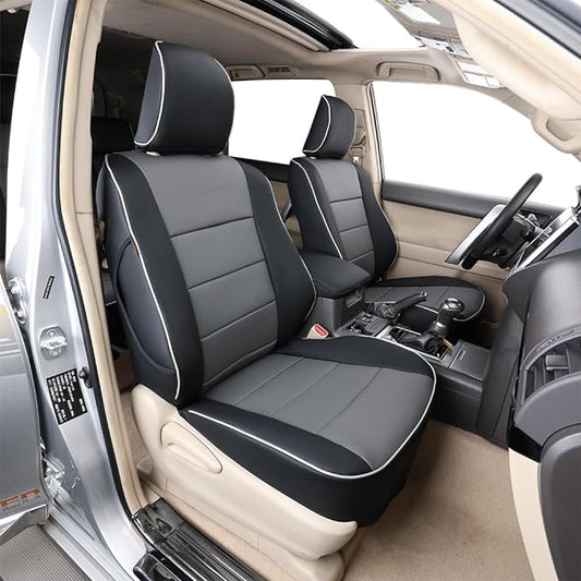 EKR Car Seat Covers Custom Fit for Toyota 4Runner(5 Seats) Full Set | for Toyota 4Runner 2003-2009(Manual Front Seats)Full Wrap,Airbag Compatible,Waterproof Pet-resistant,Faux Leather(Black/Gray)