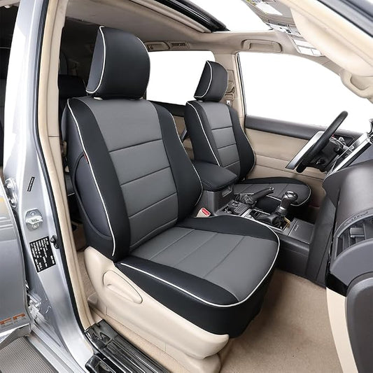 EKR Car Seat Covers Custom Fit for Toyota 4Runner(5 Seats) Full Set | for Toyota 4Runner 2003-2009(Power Front Seats)Full Wrap,Airbag Compatible,Waterproof Pet-resistant,Faux Leather(Black/Gray)