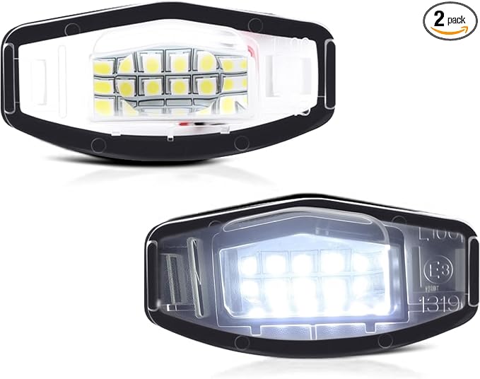 D-Lumina LED License Plate Light Tag Lamp Assembly Replacement Compatible with Honda Civic Accord Sedan Odyssey Pilot Acura MDX TSX TL ILX RDX RL, Powered by 18-SMD 6000K White Pack of 2