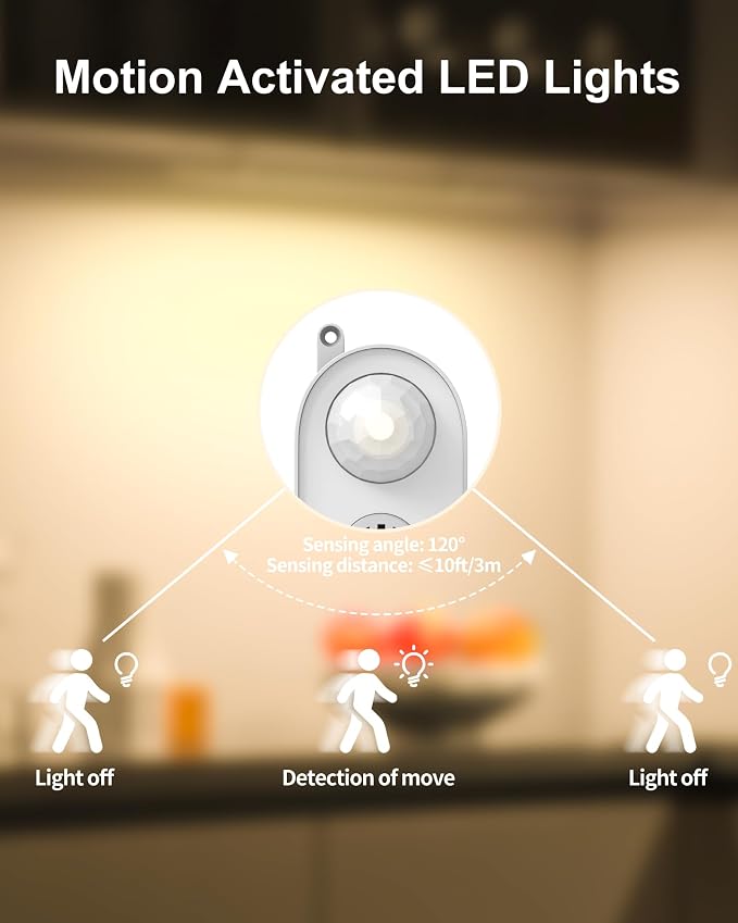 ASOKO Motion Sensor Dimmable Led Under Cabinet Light 12" Plug in Warm White | ASOKO Motion Sensor Dimmable Led Under Cabinet Lighting, 12" Plug in Warm White Light Bar for Kitchen Counter Closet Shelf