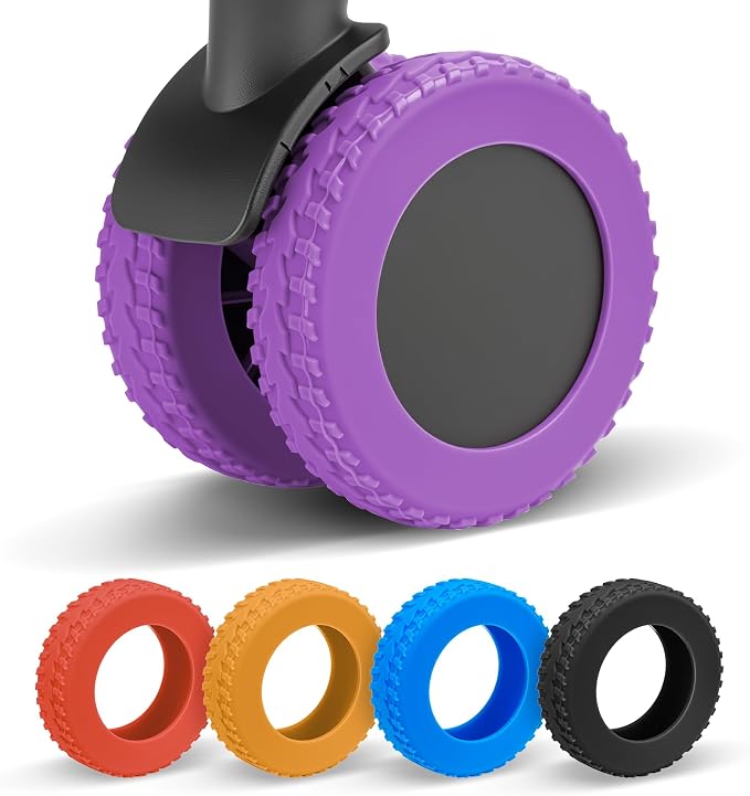 Upgraded 16 Pcs Luggage Wheel Covers, Silicone Protective Covers for 2-2.4" Suitcases Spinner Wheel, Wear-Resistant, Anti-Noise, Thickened Protector, Travel Accessories (Purple)