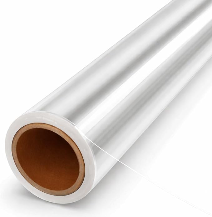 volila Clear Cellophane Wrap Roll (35 in x 50 ft) - 3 Mil Thick Cellophane Wrap for Gift Basket, Treats, Flower Wrapping, Clear Wrapping Paper (35" folds into 17.5")