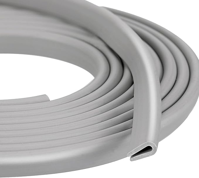 Rubber U Channel Edge Trim, Door Seal Strip, Fits Edge up to 1/16 Inch (1. 6mm) U Shape Weather Stripping(10 Feet,Gray)