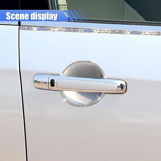 BDZMC Bling Car Self Adhesive Strip, 16.4 Ft Crystal Rhinestone Strips, Car Dashboard, Door Line Molding Decoration Stickers, Universal Automotive Exterior Accessories for Women Girls (AB Color)
