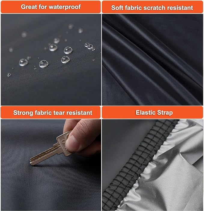 Kayme Car Cover for Automobiles All Weather Waterproof with Lock and Zipper Door, Outdoor Cover Sun Uv Rain Protection, Fit Sedan (194 to 208 Inch) H4/Black