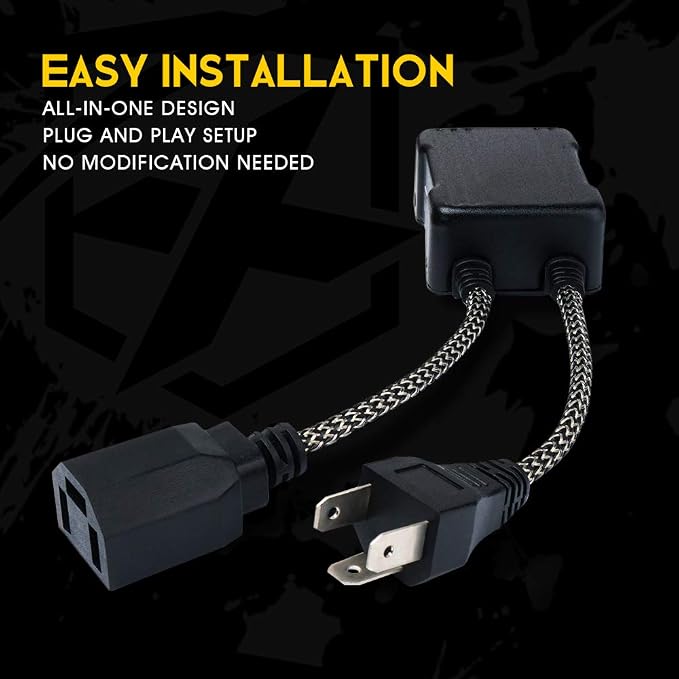 H4/9003 LED Canbus Decoder Anti Flicker Harness for Headlight Bulbs | Premium Nylon Braided Cable, Heat-Resistant, Plug N Play, Pack of 2