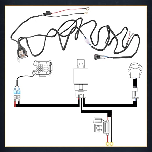 Wiring Harness Kit 10AWG 1 Lead, Nirider 12V Heavy Duty Rocker Switch Relay Fuse Nylon Wiring Harness for LED Light Bars Fog Lights Work Lights Driving Offroad LED Pods Wire Kit for Truck UTV ATV Car