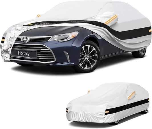 10 Layers Sedan Car Cover Custom Fit for Toyota Avalon (1994-2026), Waterproof All Weather for Automobiles, Outdoor Full Cover Sun Dust Rain Protection with Cotton. Silver