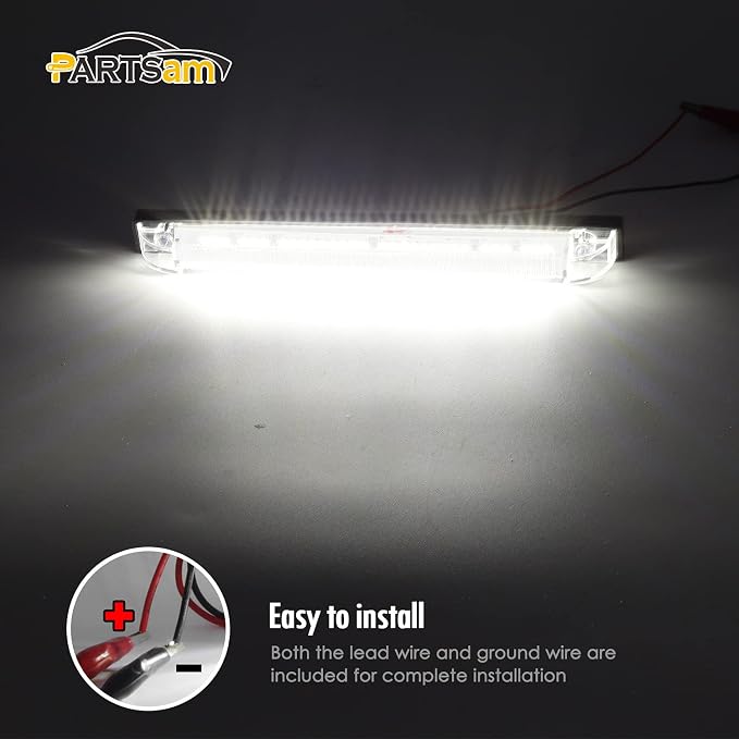Partsam 4pcs 8" 30Led Utility Strip Light Boat Marine Lights, 8 Inch Slim Line White Light Bar Side Marker for Truck Trailer Camper RV Motorcycle Motorhome Dome Courtesy Light Under Hood Light