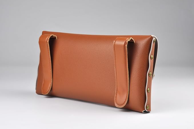 Car Tissue Holder, Tissue Case for Sun Visor, PU Leather Backseat Napkin Holder with Clips (Tan)