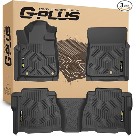 G-PLUS TPE Floor Mats Fit 2007-2011 Toyota Tundra Double & CrewMax Cab | All Weather Protection,Custom Fit Tundra 2007-2011 Floor Liner Accessories,1st & 2nd Row,Non-Slip,TPE Full Coverage