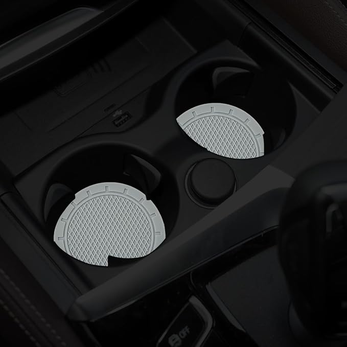 Cup Holder Coaster, 4 Pack 2.75 Inch Diameter PVC Non-Slip Universal Insert, Durable Car Accessory for Most Interiors, Suitable for Women and Men - Gray