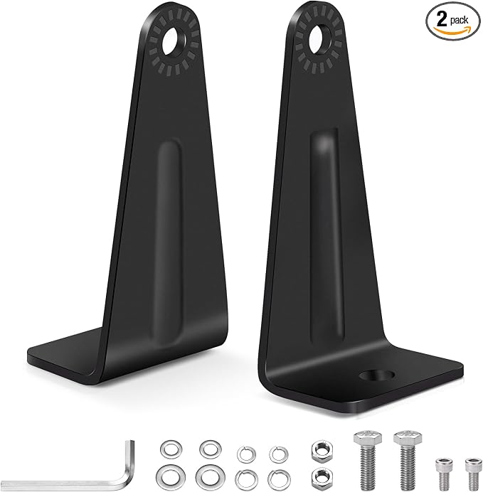 Audak LED Light Bar Side Mounting Brackets Kit Universal Stainless Steel Black Powder Coating Side Mount for Double Row Straight or Curved LED Light Bar (Pack of 2)