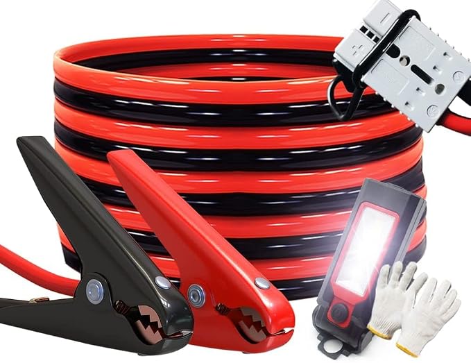 Jumper Cables Heavy Duty 1 Gauge 1GA 30 FT with Quick Connect Plugs Travel Bag for Truck SUV Car