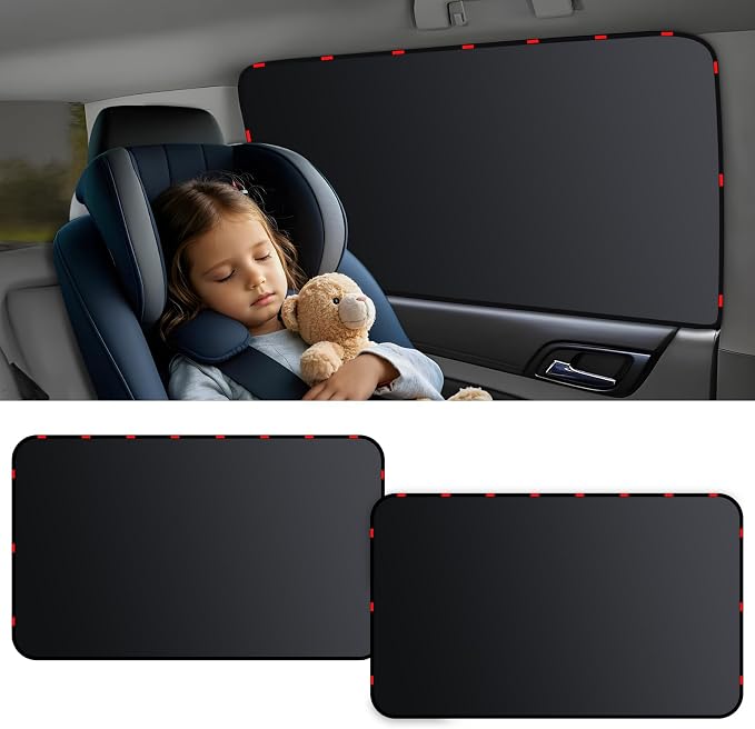 ZATOOTO Car Window Shade for Baby,2 Pack Universal Fit,Privacy&Insulation | 100% Blackout & UV Protection,Metal Frame Fit,Creates a Private Space for Car Camping, Road trips, Napping or Rest