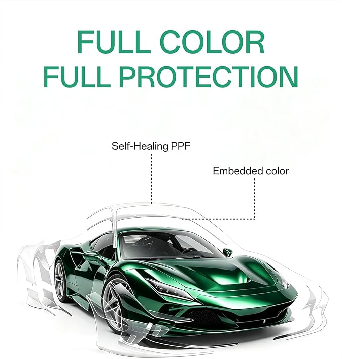 PPF, Dry Apply TPU PPF Vinyl Car Wrap Roll 1ft x 5ft, Paint Protection Vinyl Film (Sand Green)