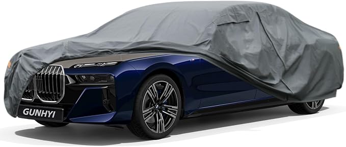 GUNHYI Premium Car Cover Custom Fit BMW i7, 16 Layers Heavy Duty Car Cover Waterproof All Weather with Zipper Door for Sun Rain Snow Dust Uv Protection