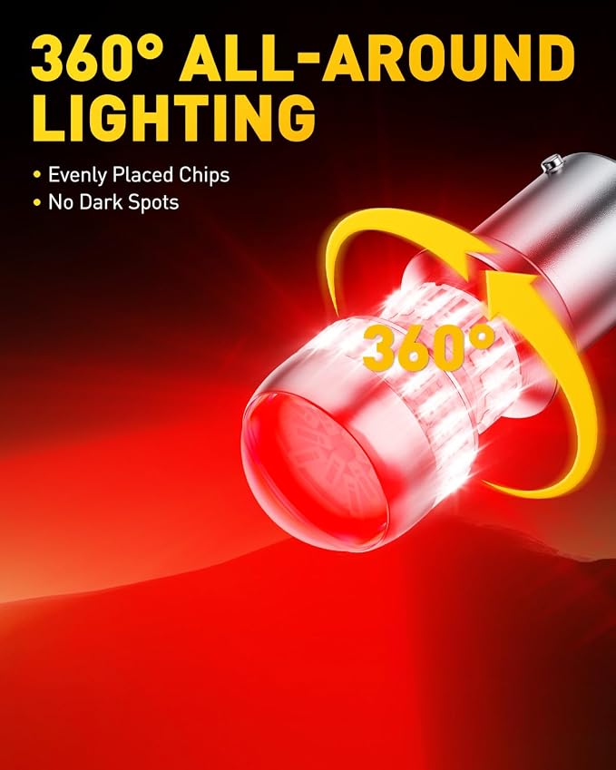 AUXITO 1156 LED Bulb Red Super Bright 7506 BA15S P21W LED Replacement with Projector for Taill Brake Backup Reverse DRL Signal Parking Lights, Pack of 2