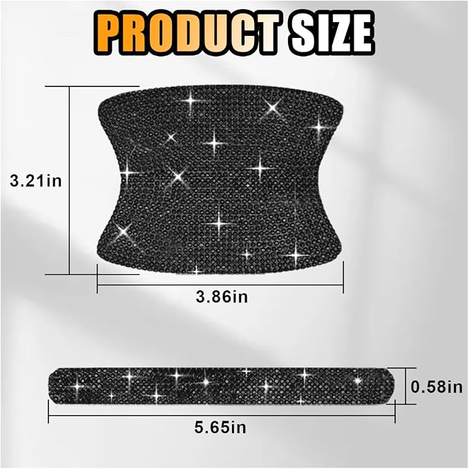 JOYCOURT 10PCS Bling Car Door Handle Anti-Scratch Sticker, Black | Universal Car Door Handle Cup Protective Cover, Adhesive Door Bowl Sticker, Shiny Rhinestone Auto Decor Accessories for Women