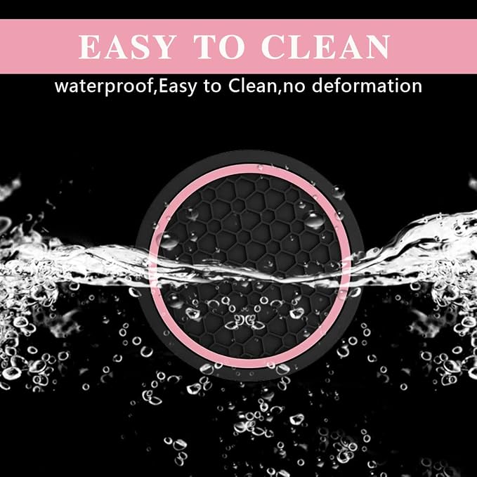 Car Cup Holder Coasters, Dustproof Automotive Interior Accessories Mat,2.75 Inch Non-Slip Insert Water Bottle Holder Pads, Universal for Vehicles, Trucks, RVs and More (Black/Pink, 4PCS)