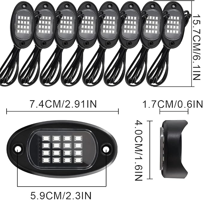 8 Pods Rock Lights, RGB LED Rock Lights APP Control Music Mode Multilcolor Waterproof Underglow kit for Trucks Car ATV UTV RZR SUV