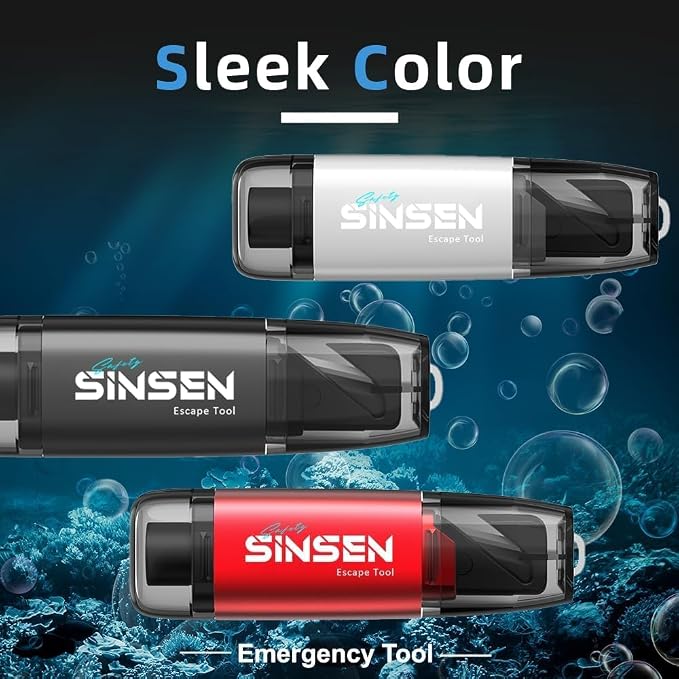 SINSEN Car Window Breaker Seat Belt Cutter, Emergency Safety Life Hammer Tool to Break Glass, Portable Escape Kit, 2 Pack(Red)