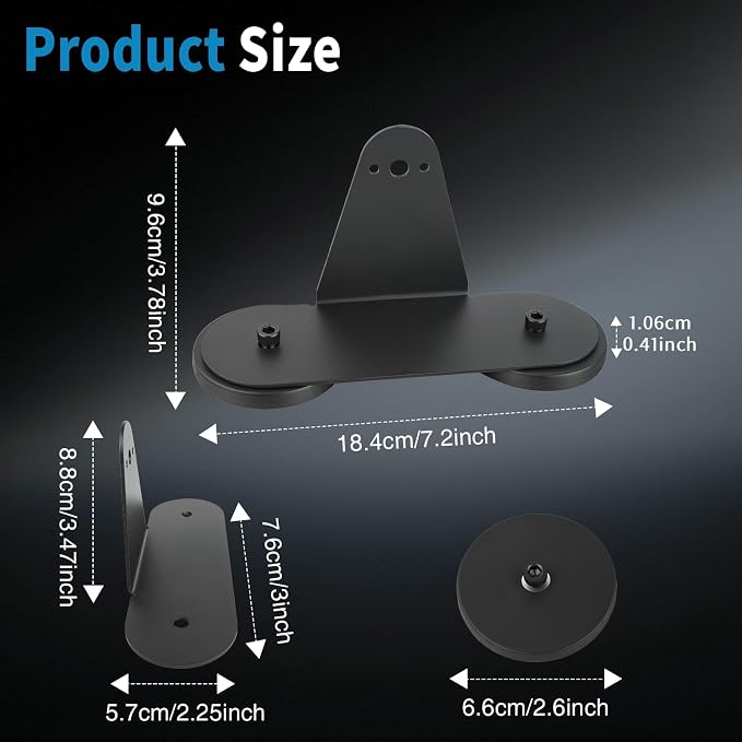 2pcs Magnetic Light Bar Mounting Brackets for Hood/Roof/Off-Road Trucks SUV UTV, Scratch Protection for Straight & Curved LED Pods Compatible with 3"-54" LED Light Bars, Black