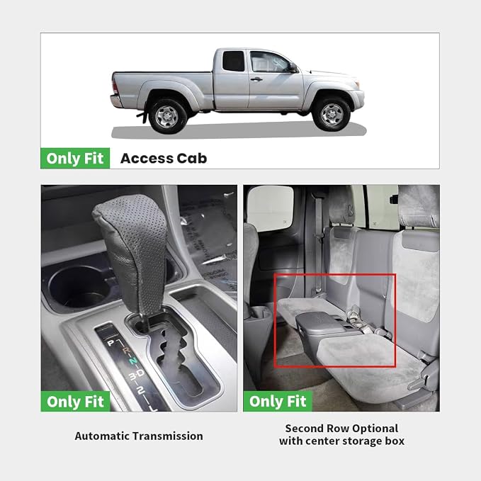 LASFIT Floor Mats for Toyota Tacoma 2005-2011(Access Cab Auto Tran) (Not Fit Second Row Without Center Storage Box) All Weather Custom Fit Floor Liners for Tacoma TPE Mats Front&Rear 2 Row Car Mats