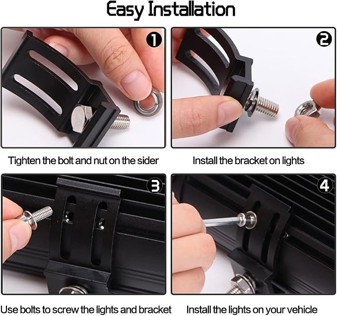 LED Light Bar Mounting Brackets Kit - 2PCS Bottom Mounted Slide Base Bracket Adjustable Universal for LED Pods Work Light Bars, for Jeep Offroad Truck SUV