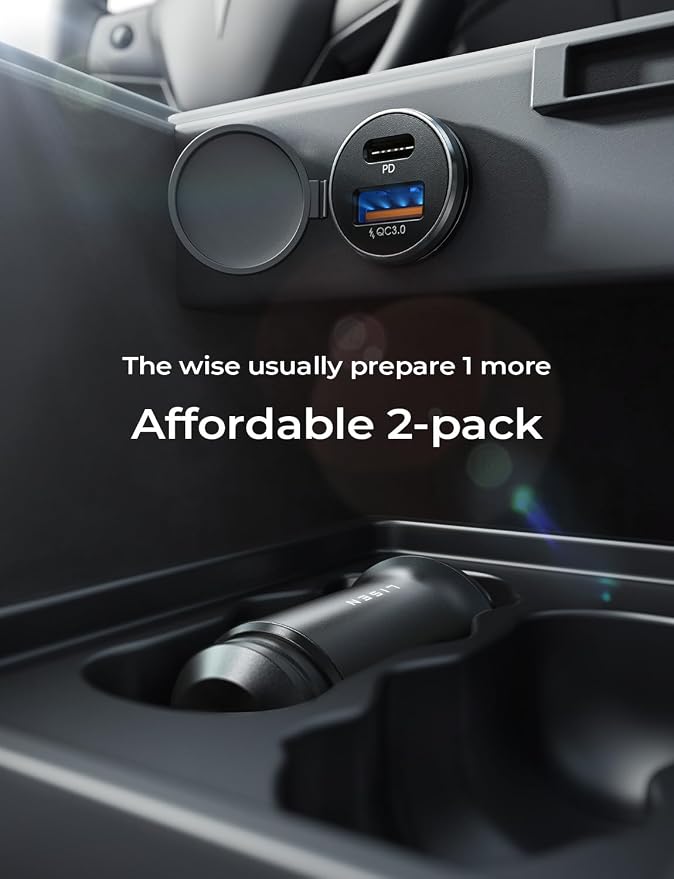 LISEN 54W Car Phone Charger USB C, Cigarette Lighter Adapter, Car Accessories for iPhone, USB C Car Charger Adapter USBC Type C 12v, Fit for iPhone 16, 15, 14, 13 Samsung Google iPad Android, Orange | Cigarette Lighter Charger, USB C Car Charger Fast C...