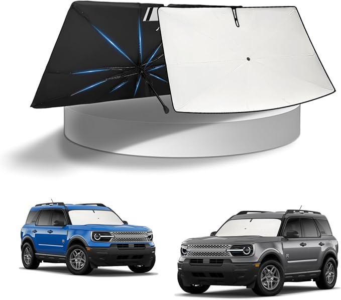 KUST Sun Shade Umbrella for Ford Bronco Sport 2021-2025 2026 (Only fits for Bronco Sport) | Custom Fit Windshield Sunshade | Foldable Sunshade with Bendable Handle | Blocks Heat & UV Rays
