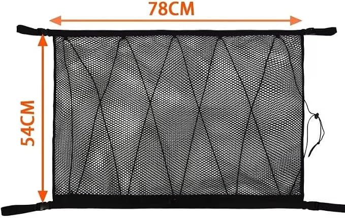 Ceiling Cargo Net Pocket for Jeep Wrangler JK 4 Door 2007-2012 2013 2014 2015 2016 2017 2018, Double Layer Elastic Cargo Roof Organizer, Car Overhead Storage Mesh with Adjustable Straps,B