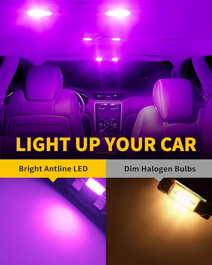 Antline DE3175 DE3021 DE3022 3175 31MM 1.22”LED Bulb Purple, Super Bright Canbus Error Free 12 Volt Replacements for Interior Dome Map Vanity Mirror Sun Visor Lights (Pack of 10)