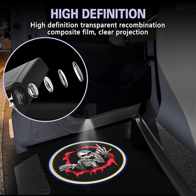 Zufoty 2PCS Car Door Light Projector, Wireless LED Car Door Paste Welcome Courtesy Light, LED Courtesy Ghost Shadow Welcome Lamp, Universal Car Accessories Fits Most Car SUV Truck