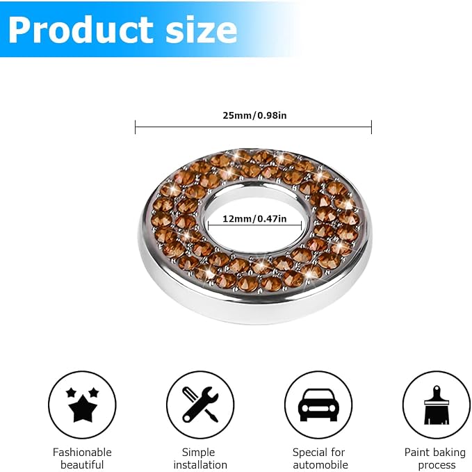 4PCS Bling Inner Car Door Lock Cover Stickers, Rhinestones Pull Rod Bolt Decorations, Crystal Auto Decals for Women Girls, Sparkly Car Door Lock Pin Caps for C Class C200L GLC260 C260L