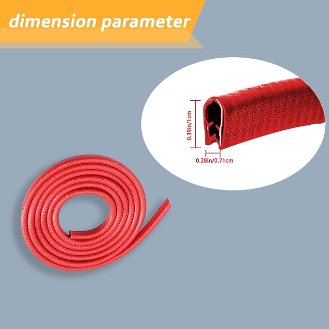 Car Door Edge Guards, 16Ft Rubber Seal Car Door Edge Trim, U Shape Door Edge Protector Guard, Aluminum Weather Proofing Automotive Door Edge Molding Protection for Most Car (Red)