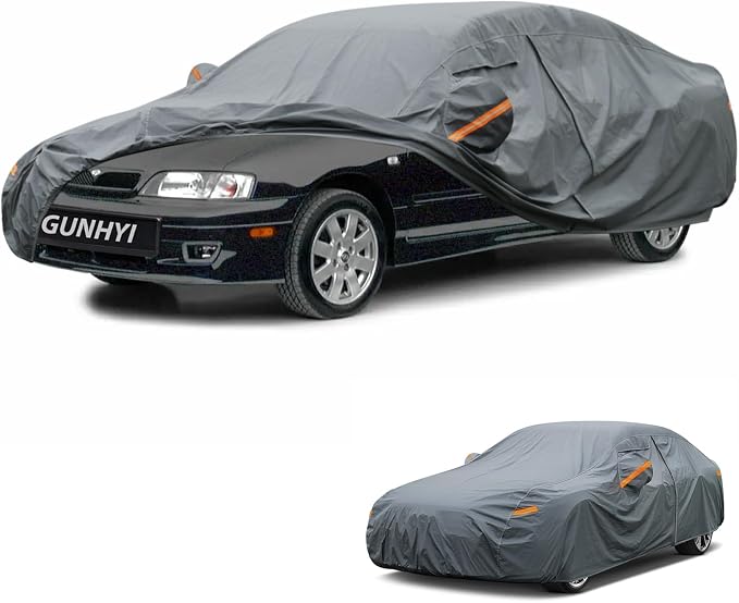 GUNHYI Premium Car Cover Custom Fit Infiniti G-Series G20(1991-2002), 16 Layers Heavy Duty Car Cover Waterproof All Weather with Zipper Door for Sun Rain Snow Dust Uv Protection