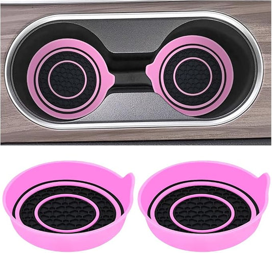 Mandark Car Cup Holder Coaster, 2.75 Inch Non-Slip Vehicle Cup Holder Insert Mats, Dustproof Automotive Interior Console Cup Insulated Pads Accessories, Universal for SUV, Sedan, Truck (Pink)